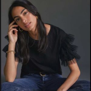 NWT Anthropologie Ruffled Tulle Tee
